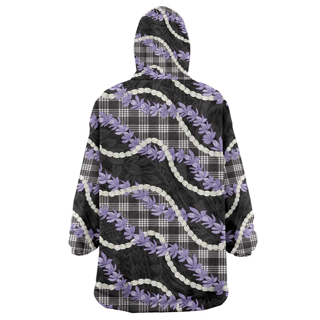Black Hawaii Palaka Honohono Pikake Wearable Blanket Hoodie Hawaiian Orchid Lei Polynesian Pattern LT14 - Polynesian Pride