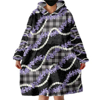 Black Hawaii Palaka Honohono Pikake Wearable Blanket Hoodie Hawaiian Orchid Lei Polynesian Pattern LT14 - Polynesian Pride
