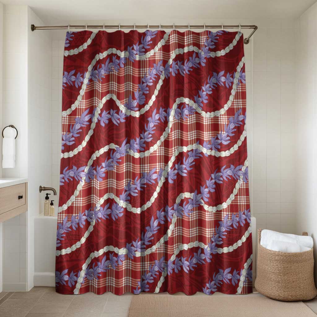 Red Hawaii Palaka Honohono Pikake Bathroom Set Hawaiian Orchid Lei Polynesian Pattern - Polynesian Pride