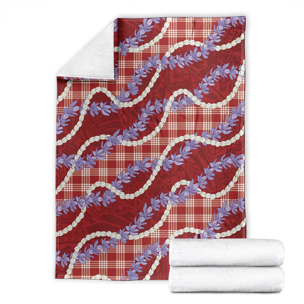 Red Hawaii Palaka Honohono Pikake Blanket Hawaiian Orchid Lei Polynesian Pattern - Polynesian Pride