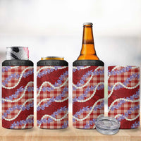 Red Hawaii Palaka Honohono Pikake 4 in 1 Can Cooler Tumbler Hawaiian Orchid Lei Polynesian Pattern LT14 - Polynesian Pride
