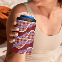 Red Hawaii Palaka Honohono Pikake 4 in 1 Can Cooler Tumbler Hawaiian Orchid Lei Polynesian Pattern LT14 - Polynesian Pride