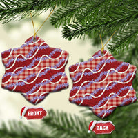Red Hawaii Palaka Honohono Pikake Ceramic Ornament Hawaiian Orchid Lei Polynesian Pattern - Polynesian Pride