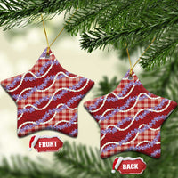 Red Hawaii Palaka Honohono Pikake Ceramic Ornament Hawaiian Orchid Lei Polynesian Pattern - Polynesian Pride