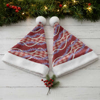 Red Hawaii Palaka Honohono Pikake Christmas Santa Hat Hawaiian Orchid Lei Polynesian Pattern - Polynesian Pride