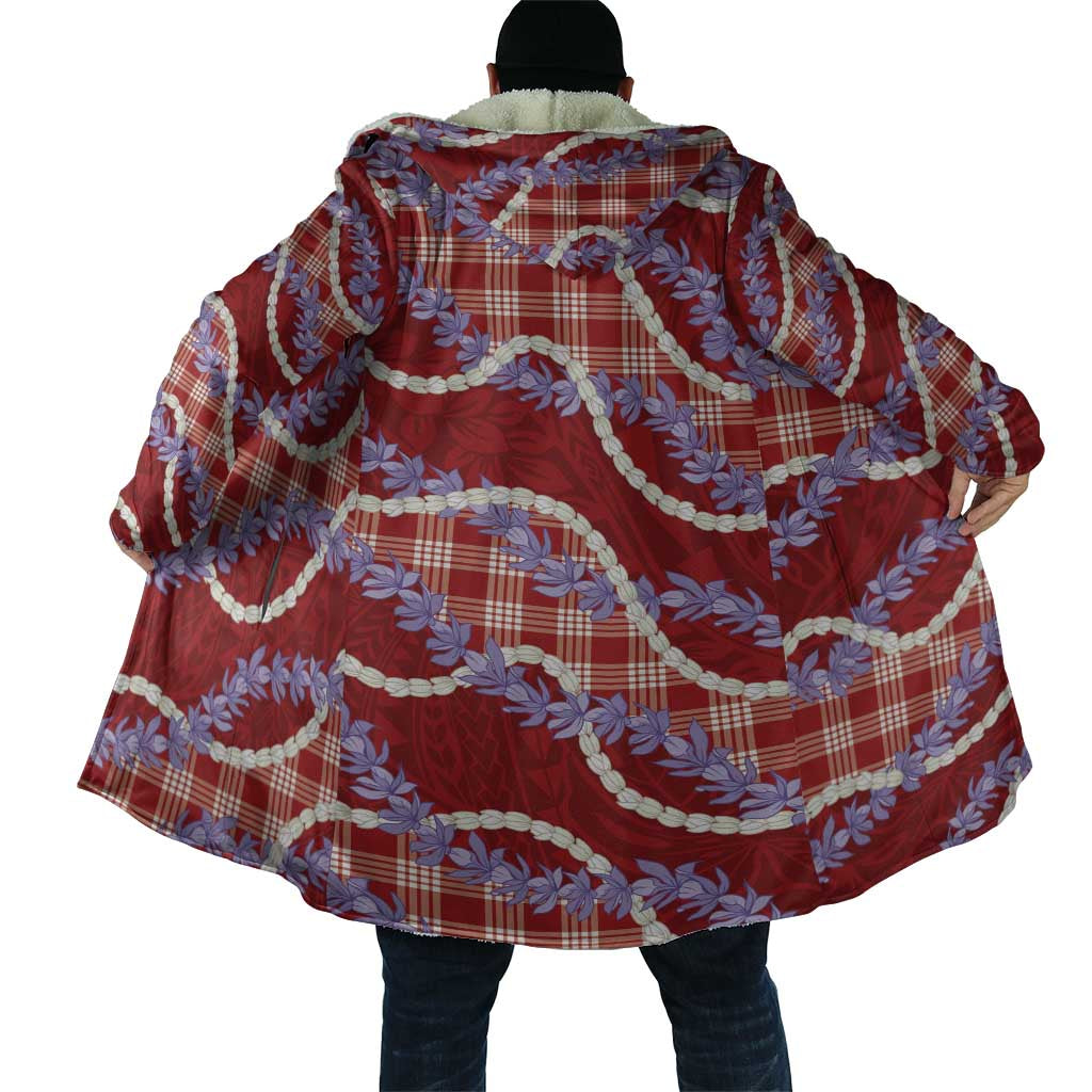 Red Hawaii Palaka Honohono Pikake Cloak Hawaiian Orchid Lei Polynesian Pattern - Polynesian Pride