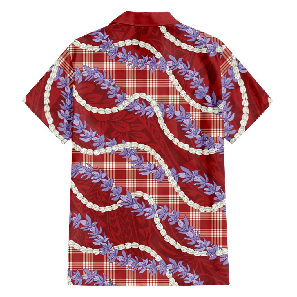 Red Hawaii Palaka Honohono Pikake Family Matching Puletasi and Hawaiian Shirt Hawaiian Orchid Lei Polynesian Pattern LT14 - Polynesian Pride
