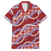 Red Hawaii Palaka Honohono Pikake Family Matching Summer Maxi Dress and Hawaiian Shirt Hawaiian Orchid Lei Polynesian Pattern LT14 Dad's Shirt - Short Sleeve Red - Polynesian Pride