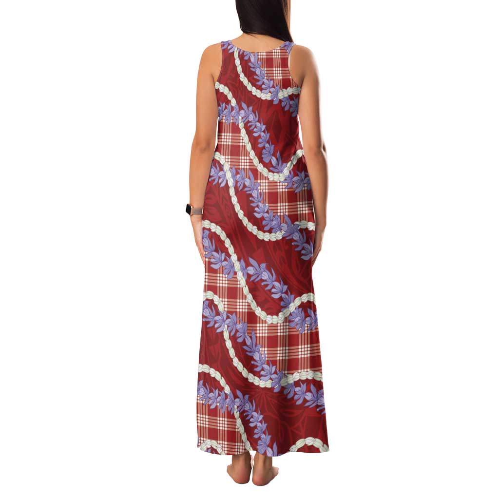 Red Hawaii Palaka Honohono Pikake Family Matching Tank Maxi Dress and Hawaiian Shirt Hawaiian Orchid Lei Polynesian Pattern LT14 - Polynesian Pride