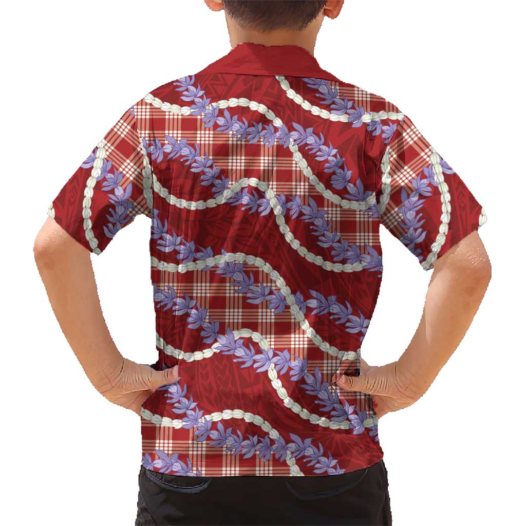 Red Hawaii Palaka Honohono Pikake Hawaiian Shirt Hawaiian Orchid Lei Polynesian Pattern - Polynesian Pride