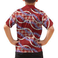 Red Hawaii Palaka Honohono Pikake Hawaiian Shirt Hawaiian Orchid Lei Polynesian Pattern - Polynesian Pride