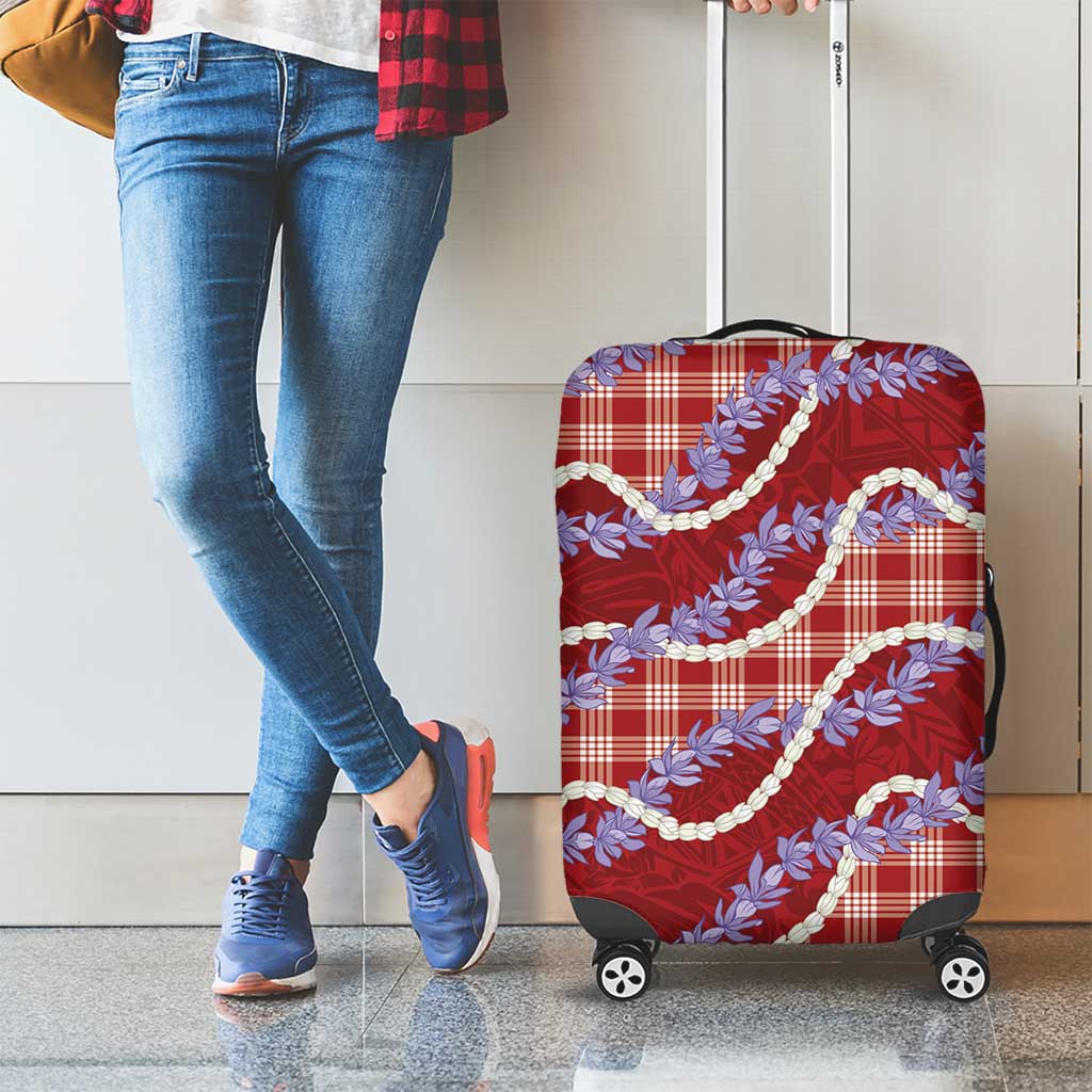 Red Hawaii Palaka Honohono Pikake Luggage Cover Hawaiian Orchid Lei Polynesian Pattern - Polynesian Pride