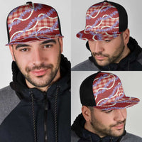 Red Hawaii Palaka Honohono Pikake Mesh Trucker Cap Hawaiian Orchid Lei Polynesian Pattern - Polynesian Pride