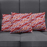 Red Hawaii Palaka Honohono Pikake Pillow Cover Hawaiian Orchid Lei Polynesian Pattern - Polynesian Pride