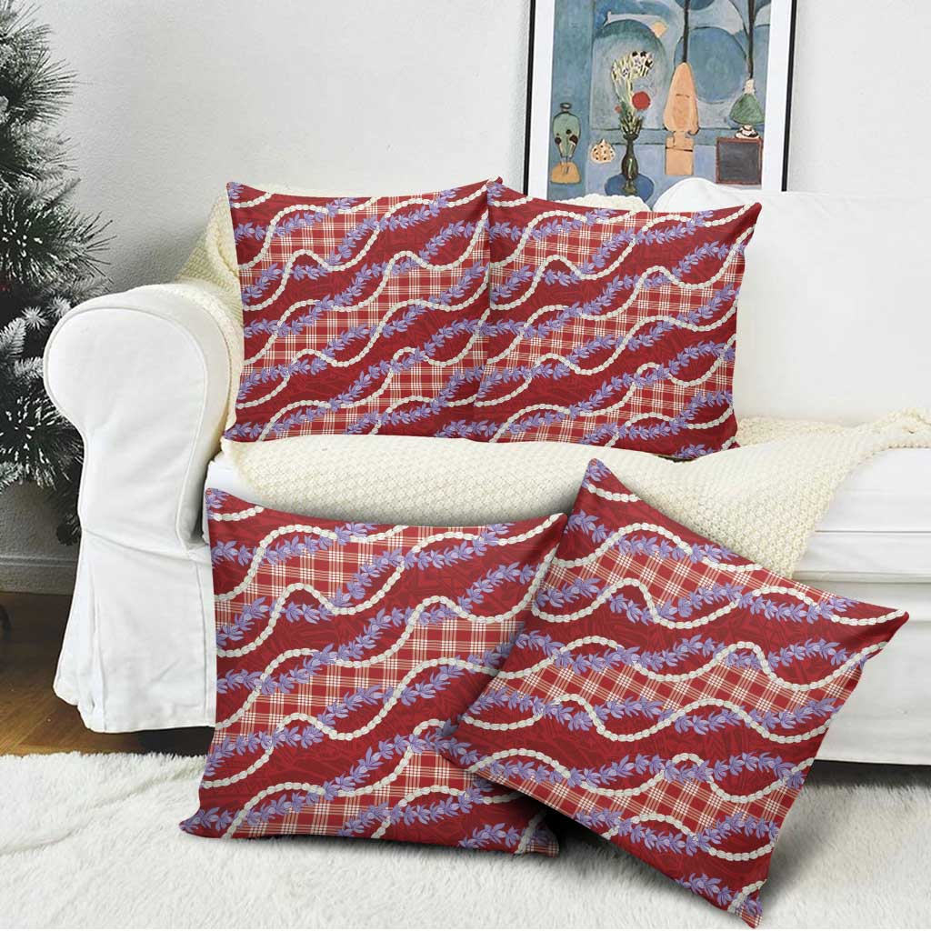 Red Hawaii Palaka Honohono Pikake Pillow Cover Hawaiian Orchid Lei Polynesian Pattern - Polynesian Pride
