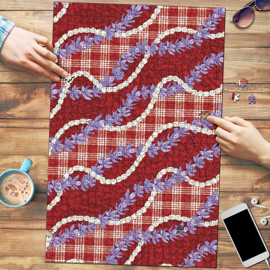 Red Hawaii Palaka Honohono Pikake Puzzle Hawaiian Orchid Lei Polynesian Pattern LT14 Red - Polynesian Pride