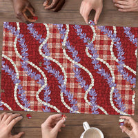 Red Hawaii Palaka Honohono Pikake Puzzle Hawaiian Orchid Lei Polynesian Pattern LT14 - Polynesian Pride