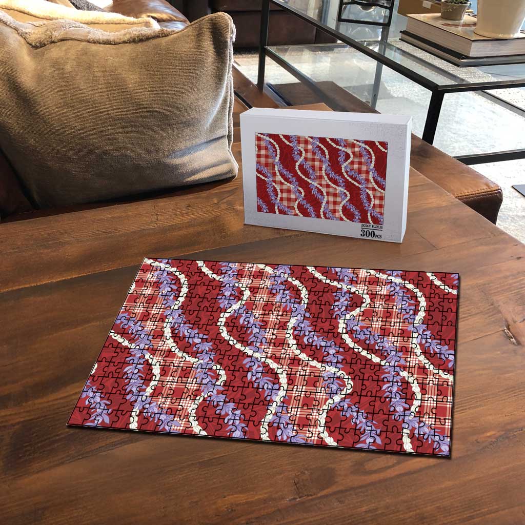 Red Hawaii Palaka Honohono Pikake Puzzle Hawaiian Orchid Lei Polynesian Pattern LT14 - Polynesian Pride