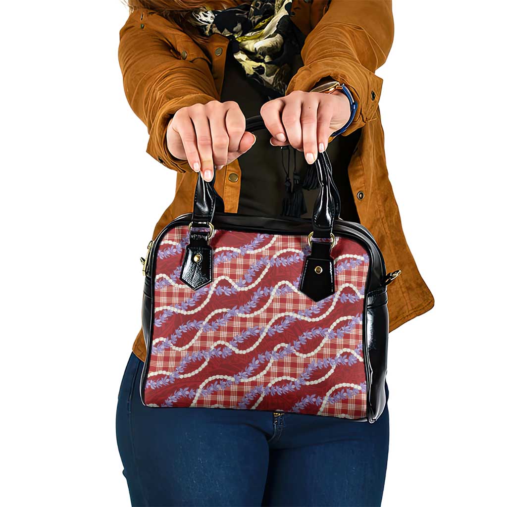 Red Hawaii Palaka Honohono Pikake Shoulder Handbag Hawaiian Orchid Lei Polynesian Pattern - Polynesian Pride