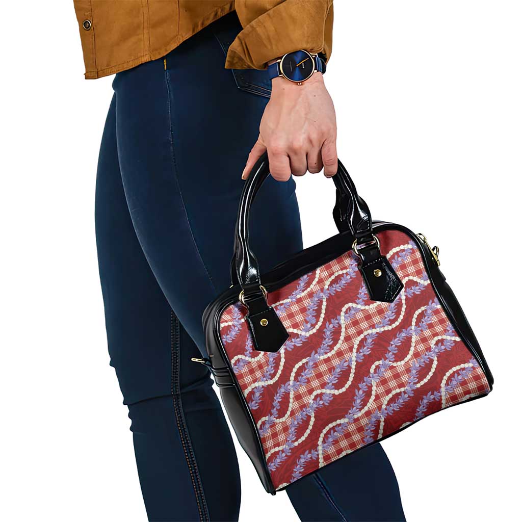 Red Hawaii Palaka Honohono Pikake Shoulder Handbag Hawaiian Orchid Lei Polynesian Pattern - Polynesian Pride