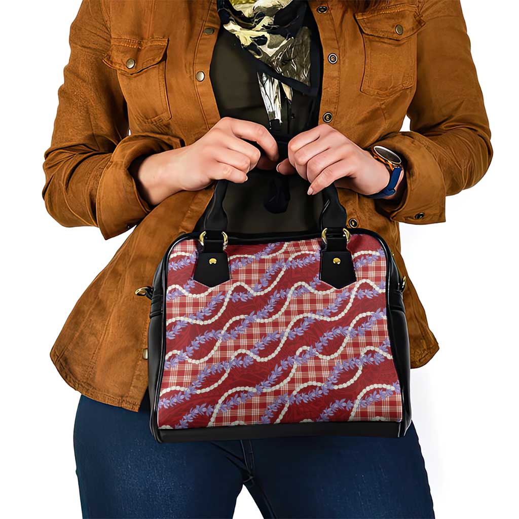 Red Hawaii Palaka Honohono Pikake Shoulder Handbag Hawaiian Orchid Lei Polynesian Pattern - Polynesian Pride