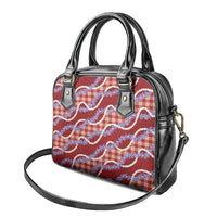 Red Hawaii Palaka Honohono Pikake Shoulder Handbag Hawaiian Orchid Lei Polynesian Pattern - Polynesian Pride