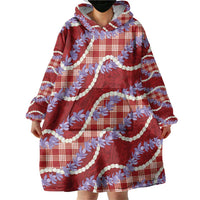Red Hawaii Palaka Honohono Pikake Wearable Blanket Hoodie Hawaiian Orchid Lei Polynesian Pattern LT14 - Polynesian Pride