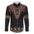 Bula Fiji Dashiki Vintage Fijian Masi Tapa Pattern Family Matching Puletasi Dress and Hawaiian Shirt LT14 Dad's Shirt - Long Sleeve Brown - Polynesian Pride