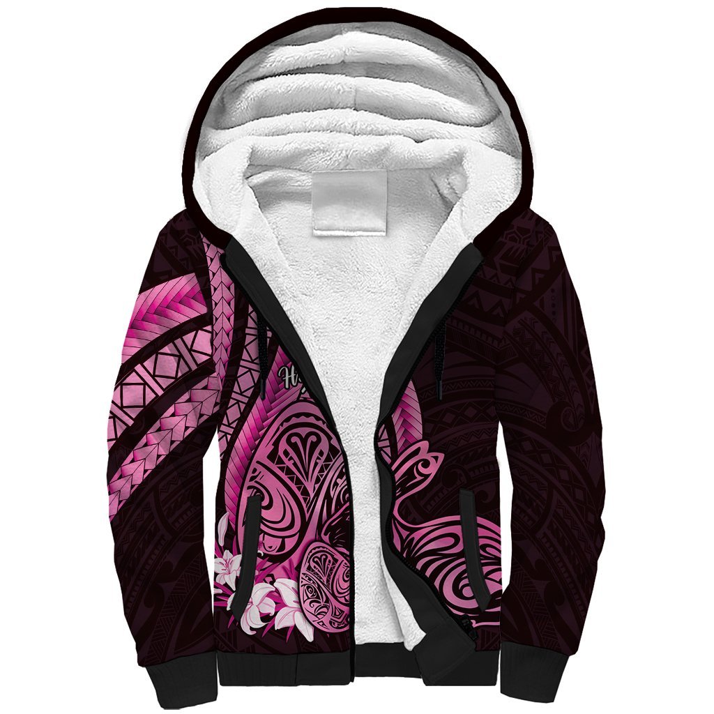 Pink Polynesia Easter Day Sherpa Hoodie Eggs With Bunny Polynesian Pattern LT14 Unisex Pink - Polynesian Pride