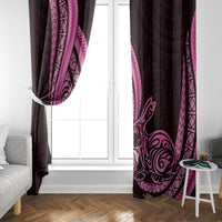 Pink Polynesia Easter Day Window Curtain Eggs With Bunny Polynesian Pattern