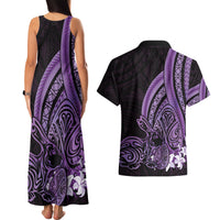 Purple Polynesia Easter Day Couples Matching Tank Maxi Dress and Hawaiian Shirt Eggs With Bunny Polynesian Pattern LT14 - Polynesian Pride