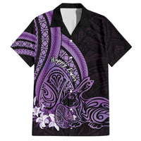 Purple Polynesia Easter Day Family Matching Short Sleeve Bodycon Dress and Hawaiian Shirt Eggs With Bunny Polynesian Pattern