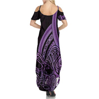 Purple Polynesia Easter Day Family Matching Summer Maxi Dress and Hawaiian Shirt Eggs With Bunny Polynesian Pattern