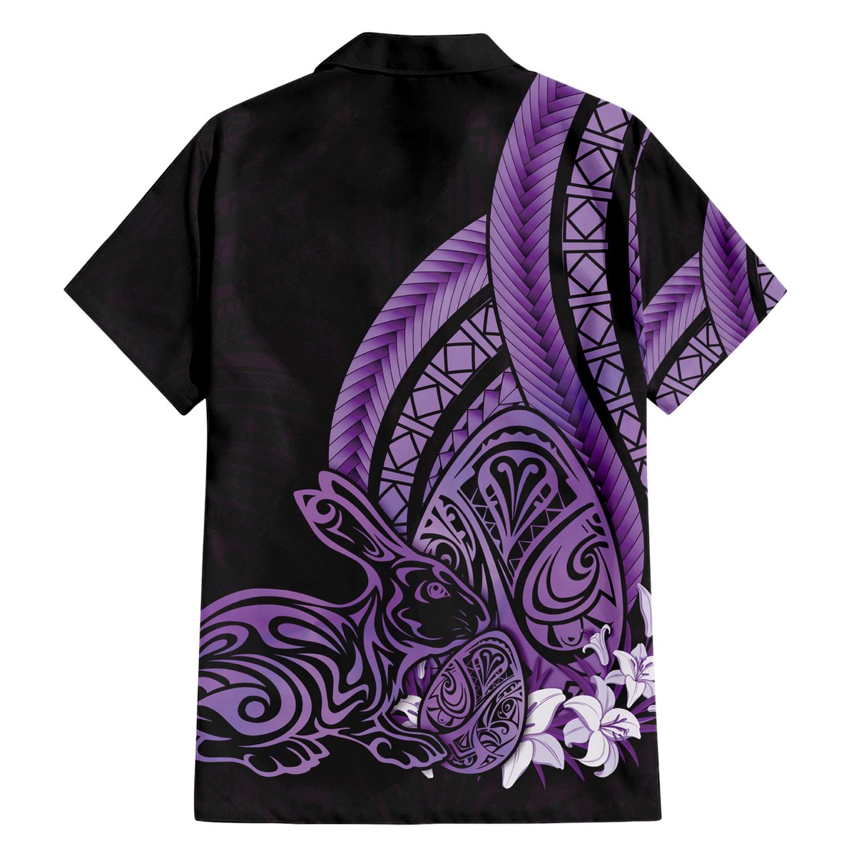 Purple Polynesia Easter Day Hawaiian Shirt Eggs With Bunny Polynesian Pattern