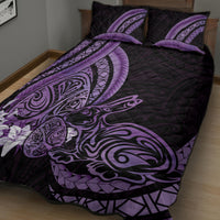 Purple Polynesia Easter Day Quilt Bed Set Eggs With Bunny Polynesian Pattern