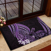 Purple Polynesia Easter Day Rubber Doormat Eggs With Bunny Polynesian Pattern
