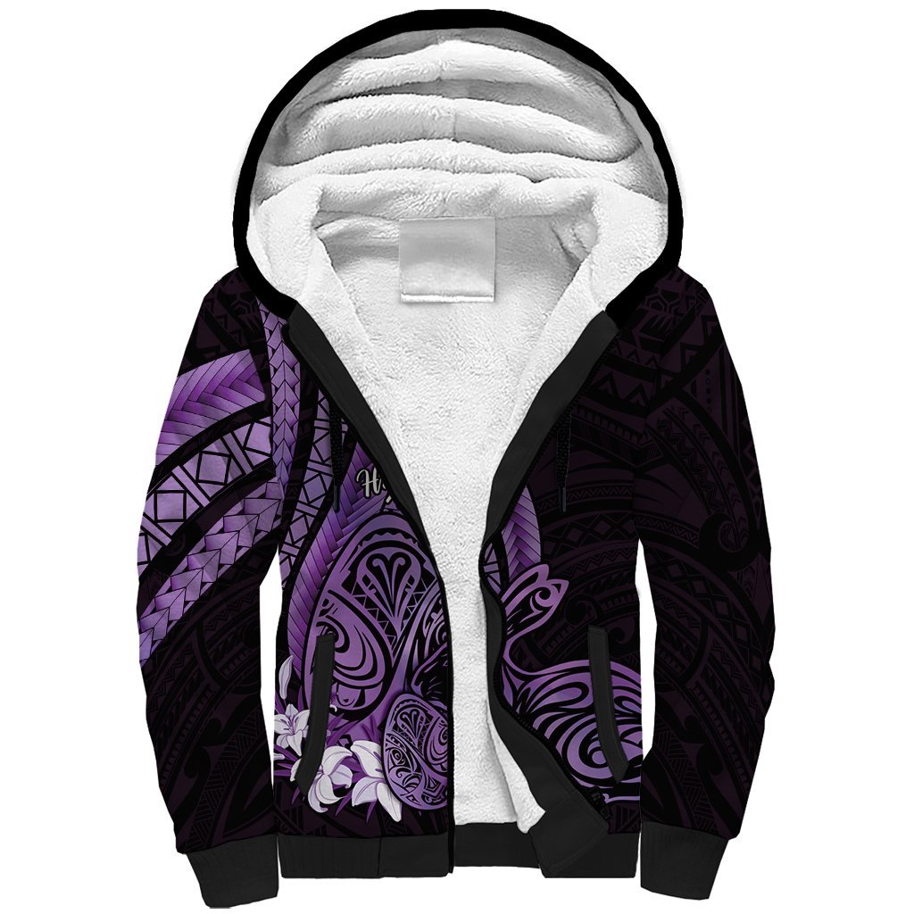 Purple Polynesia Easter Day Sherpa Hoodie Eggs With Bunny Polynesian Pattern LT14 Unisex Purple - Polynesian Pride