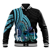 Turquoise Polynesia Easter Day Baseball Jacket Eggs With Bunny Polynesian Pattern