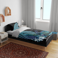 Turquoise Polynesia Easter Day Bedding Set Eggs With Bunny Polynesian Pattern