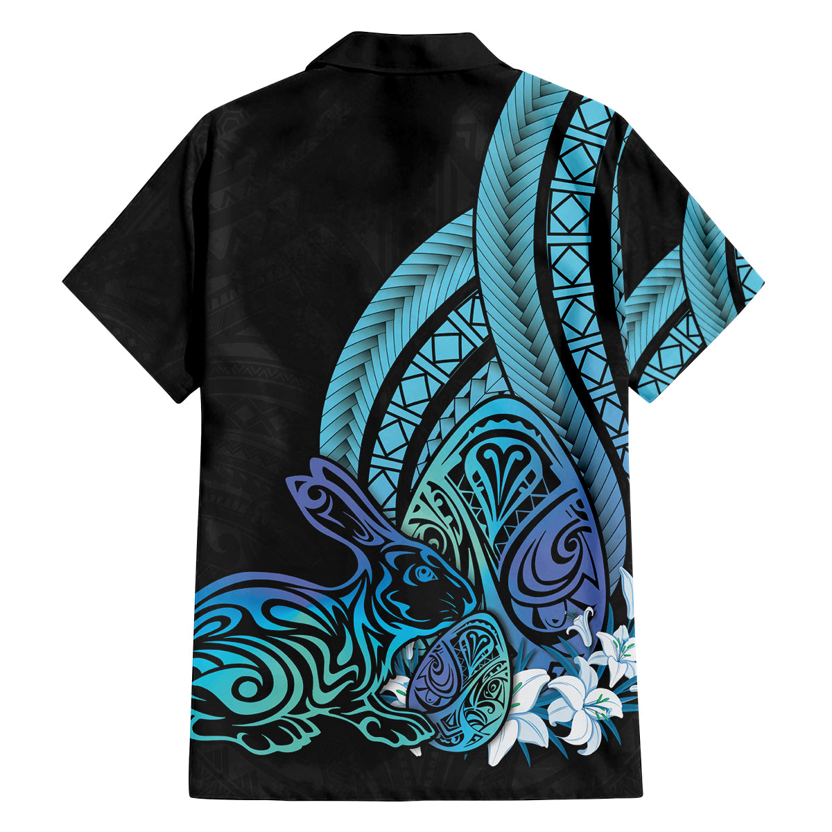 Turquoise Polynesia Easter Day Family Matching Tank Maxi Dress and Hawaiian Shirt Eggs With Bunny Polynesian Pattern
