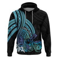 Turquoise Polynesia Easter Day Hoodie Eggs With Bunny Polynesian Pattern