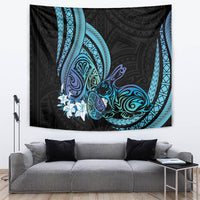 Turquoise Polynesia Easter Day Tapestry Eggs With Bunny Polynesian Pattern