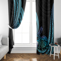 Turquoise Polynesia Easter Day Window Curtain Eggs With Bunny Polynesian Pattern