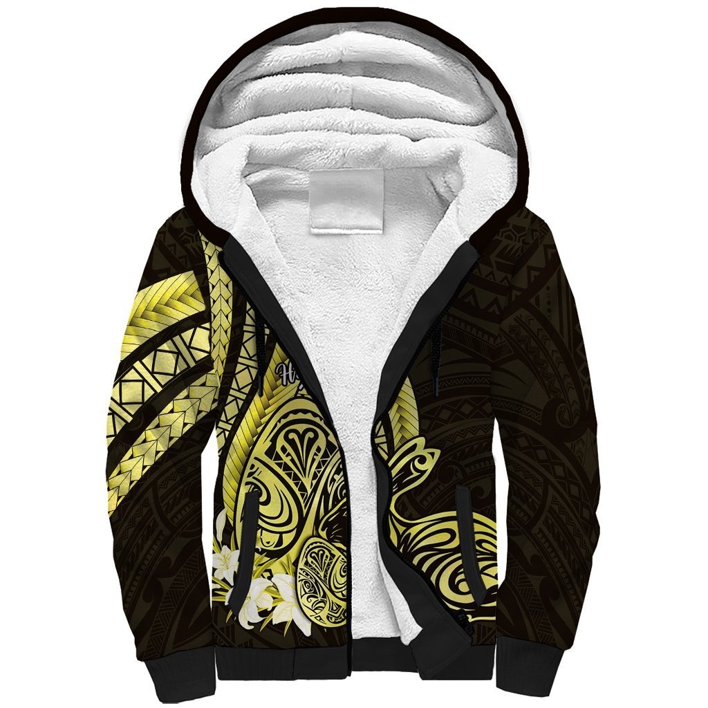 Yellow Polynesia Easter Day Sherpa Hoodie Eggs With Bunny Polynesian Pattern LT14 Unisex Yellow - Polynesian Pride