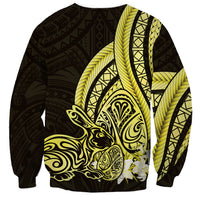 Yellow Polynesia Easter Day Sweatshirt Eggs With Bunny Polynesian Pattern