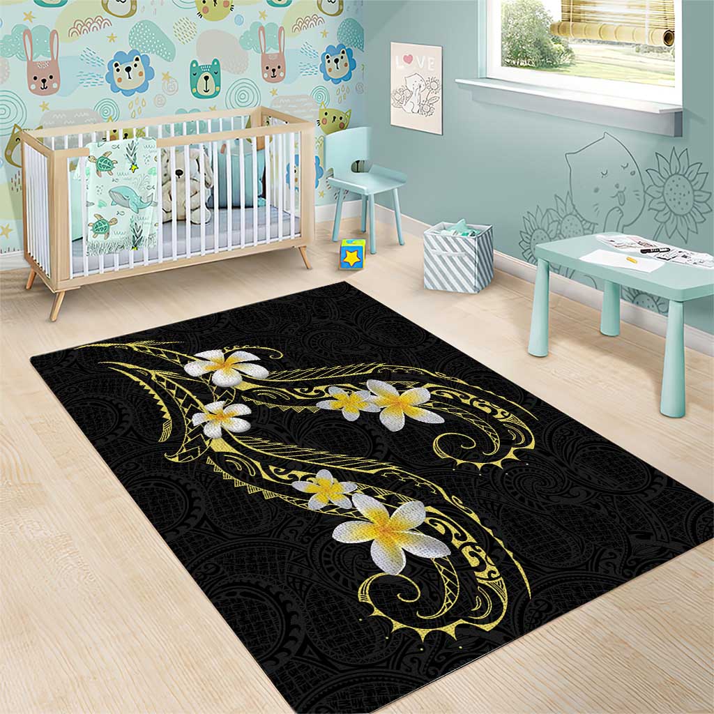 Polynesia Tattoo With Plumeria Area Rug Elegant Vibes