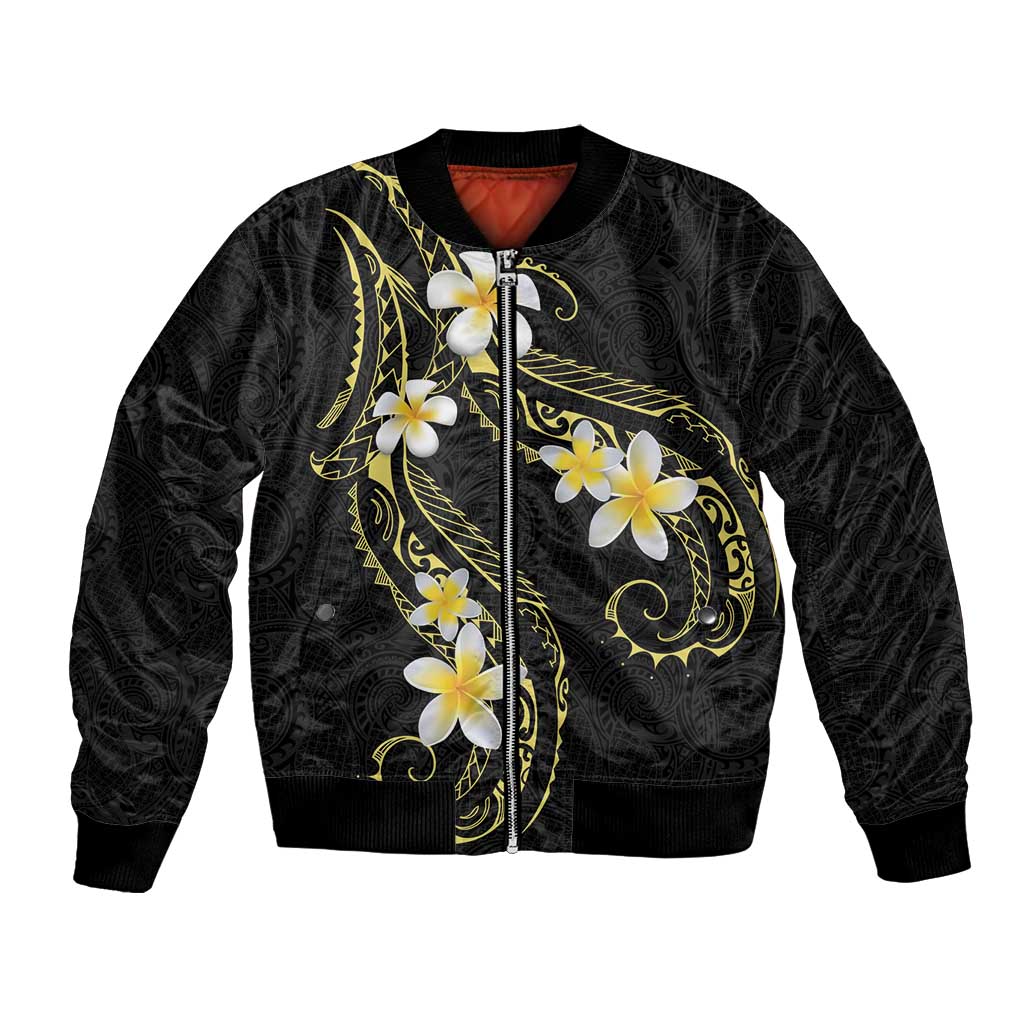 Polynesia Tattoo With Plumeria Bomber Jacket Elegant Vibes