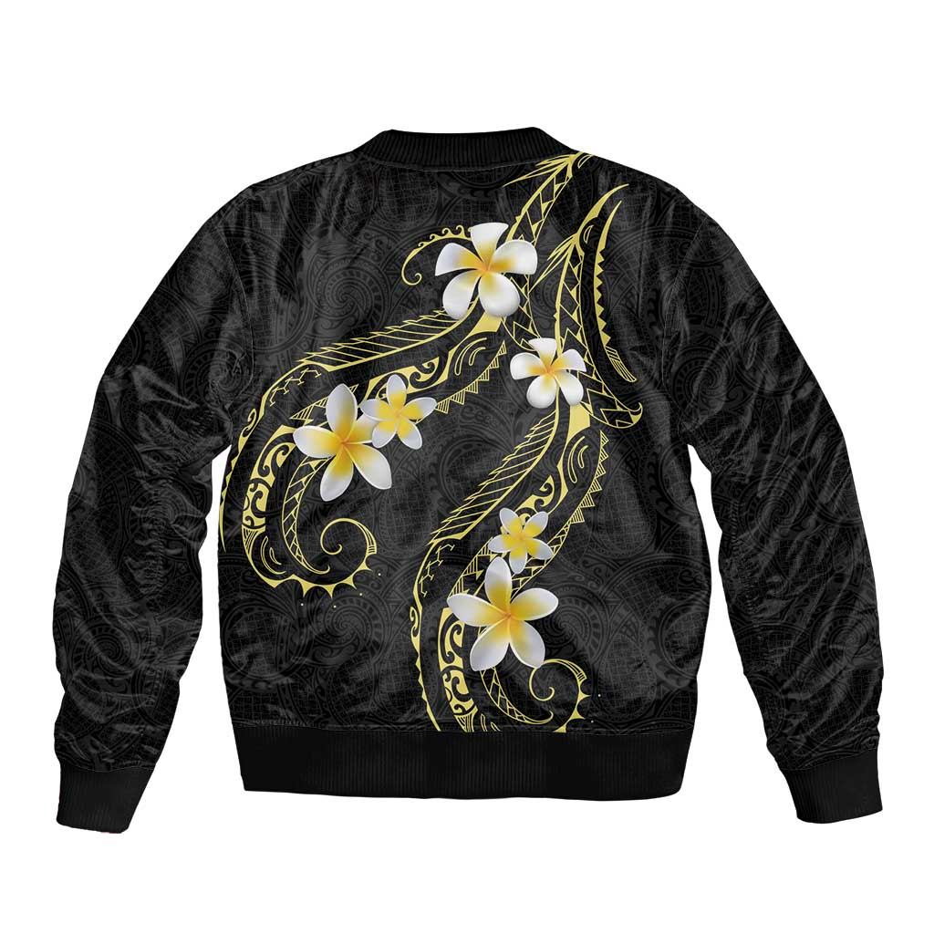 Polynesia Tattoo With Plumeria Bomber Jacket Elegant Vibes