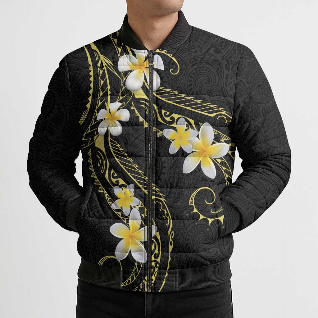 Polynesia Tattoo With Plumeria Bomber Puffer Jacket Elegant Vibes