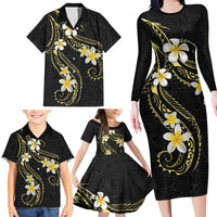 Polynesia Tattoo With Plumeria Family Matching Long Sleeve Bodycon Dress and Hawaiian Shirt Elegant Vibes LT14 - Polynesian Pride